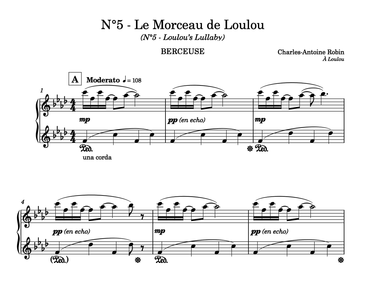 Le Morceau de Loulou — partition originale pour piano, première page